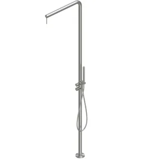 Душевая стойка, Quadro design, Q, уличная, цвет-Steel Brushed