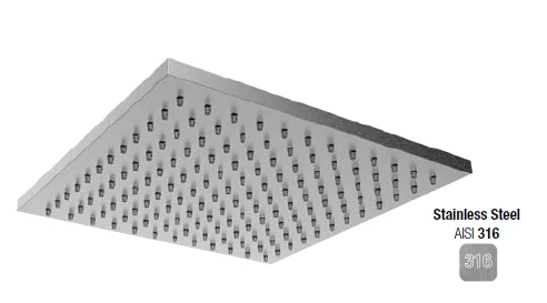 Верхний душ, Almar, 316 Stainless Steel, 303*303, цвет-316 Stainless Steel (Товар заказной, возврату не подлежит)