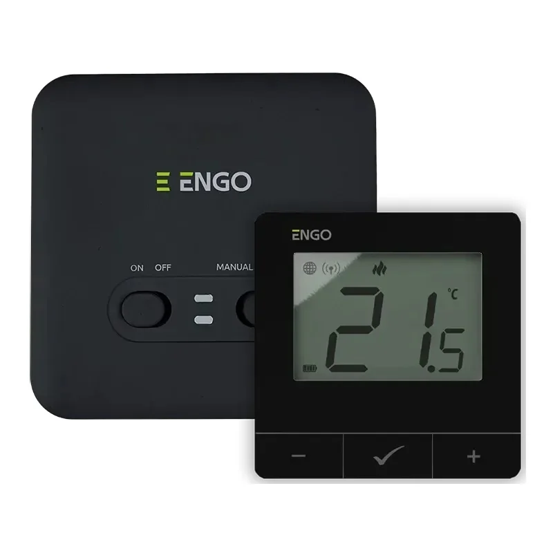 Терморегулятор, Engo Controls, E20i, накладной, беспроводной, Wi-Fi, управляемый через интернет, батареи 2хАА+220 В, черный