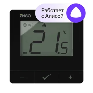 Терморегулятор, Engo Controls, Е25, накладной, беспроводной, ZigBee/868 МГц, батареи 2хАА, черный — иконка