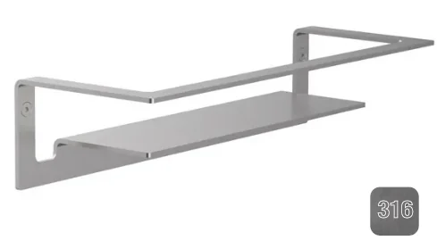 Полка, Almar, 316 Stainless Steel, шгв 300*140*70, цвет-Gun Metal Brushed PVD AISI 316 (Товар заказной, возврату не подлежит)