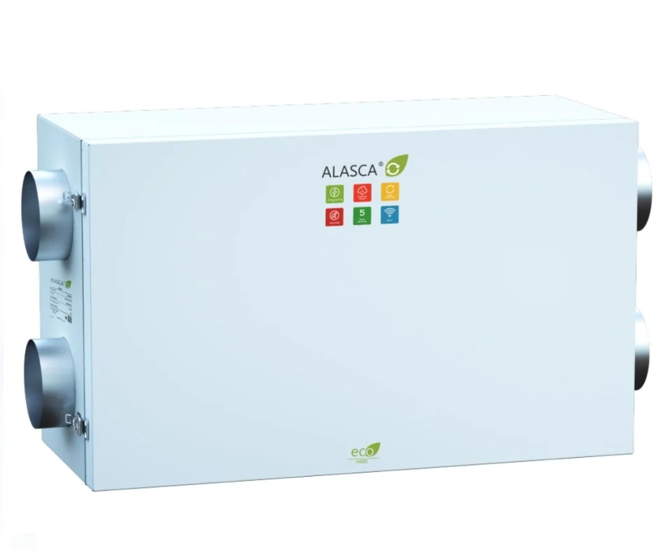 ECO H700EC W Pro, Вентиляционная установка Alasca ECO приточно-вытяжная с энтальпийным пластинчатым рекуператором + смес. узел, заслонки, датчики