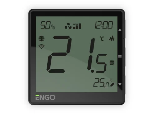Терморегулятор, Engo Controls, WIFI с регулировкой скорости вентилятора, программируемый, с питанием 220 В, встраиваемый, черный