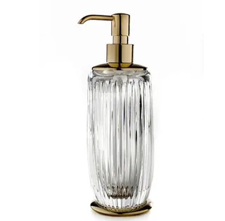 Дозатор для жидкого мыла, 3SC, Elegance Crystal, шгв 75*75*230, колба-прозрачный хрусталь, цвет дозатора-Matt Gold 24Kt — иконка