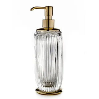 Дозатор для жидкого мыла, 3SC, Elegance Crystal, шгв 75*75*230, колба-прозрачный хрусталь, цвет дозатора-Matt Satin Brass
