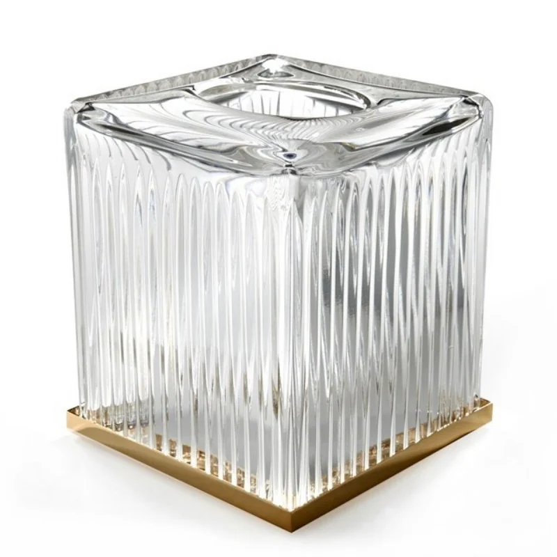 Диспенсер для бумажных салфеток, 3SC, Elegance Crystal, шгв 130*130*150, цвет-хрусталь прозрачный/Matt Satin Brass