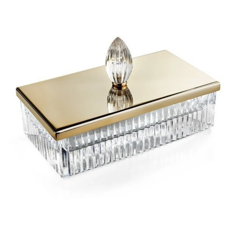 Контейнер универсальный, 3SC, Elegance Crystal, с крышкой, шгв 230*125*70, цвет-прозрачный хрусталь/Matt Gold 24Kt