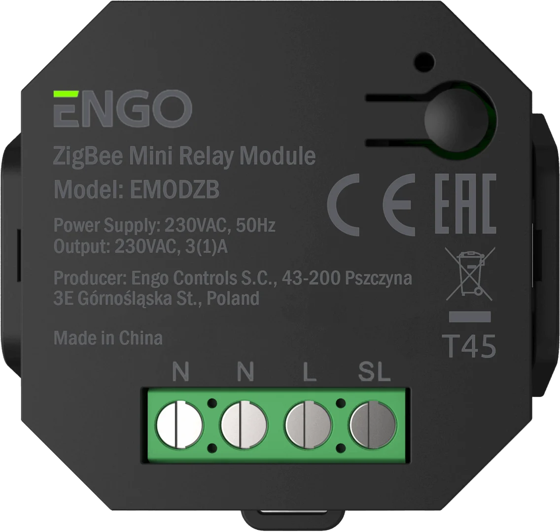 Беспроводное реле, Engo Controls, со встроенным репитером, 230В, ZigBee