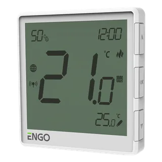 Универсальный терморегулятор, Engo Controls, белый, с модулем Zigbee, с питанием 230, со встроенным датчиком влажности, с возможностью подключения датчика пола