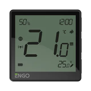 Терморегулятор, Engo Controls, беспроводной, черный, с модулем Zigbee, с аккумулятором, со встроенным датчиком влажности