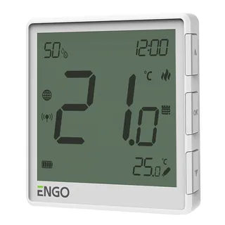 Терморегулятор, Engo Controls, беспроводной, белый, с модулем Zigbee, с аккумулятором, со встроенным датчиком влажности,с возможностью подключения датчика пола — иконка