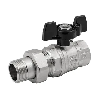Кран шаровой, Strong T, 1/2", НВ, ручка-бабочка, с разъемным соединением
