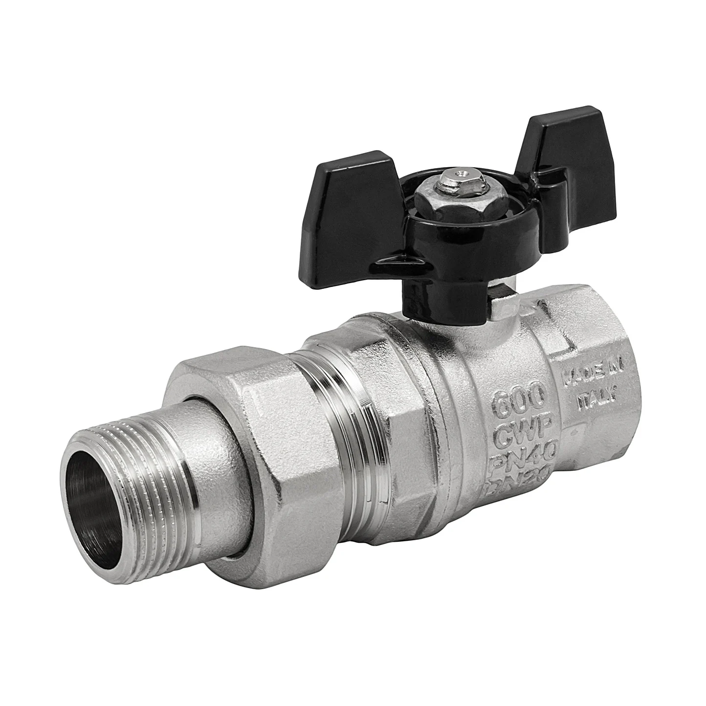 Кран шаровой, Strong T, 1/2", НВ, ручка-бабочка, с разъемным соединением