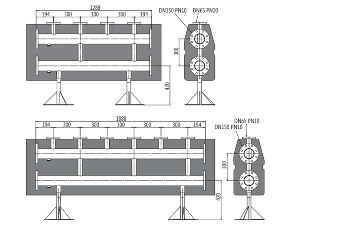 Коллектор на 2 контура DN100 в изоляции с фланцевыми отводами DN50 PN10