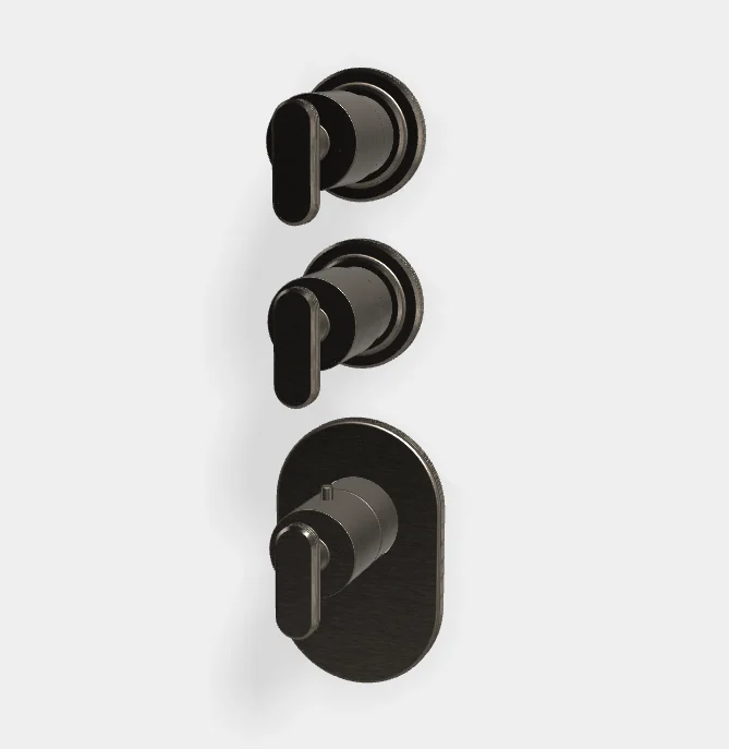 Смеситель для душа, Fima Carlo Frattini, Park Lane, на 2 потребителя, цвет-Brushed Black Chrome