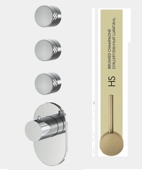 Смеситель для душа, Fima Carlo Frattini, Fimatherm, H COLLECTION, на 3 потребителя, цвет-шампань брашированная
