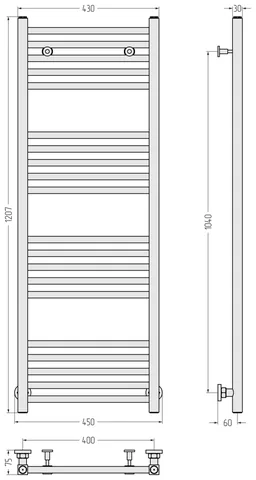 Полотенцесушитель, Сунержа, Модус, шгв 450*75*1207, цвет-сталь (без покрытия) — изображение 1