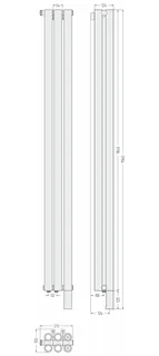 Радиатор, Сунержа, Эталон-00, 1800x213-03-EU50, цвет-сталь (без покрытия), 3/4" — изображение 1