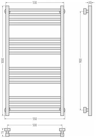 Полотенцесушитель, Сунержа, Модус PRO, шгв 550*73*1000, цвет-сталь (без покрытия) — изображение 1
