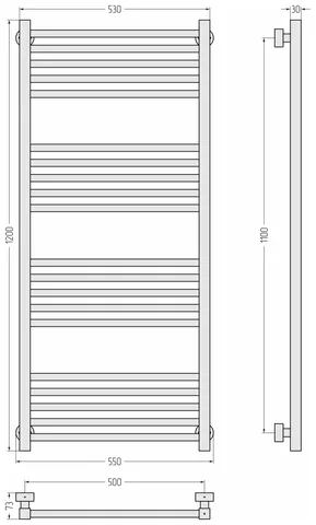 Полотенцесушитель, Сунержа, Модус PRO, шгв 550*73*1200, цвет-сталь (без покрытия) — изображение 1