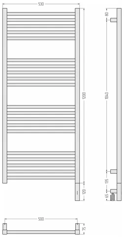 Полотенцесушитель, Сунержа, Модус 3.1, шгв 530*75*1320, справа, МЭМ, цвет-сталь (не окрашен) — изображение 1