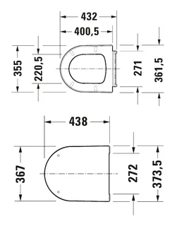 Сиденье для унитаза, Duravit, ME by Starck, шг 374*438, цвет-белый (ПРОДАЕТСЯ ТОЛЬКО В КОМПЛЕКТЕ С ОСНОВНЫМ ИЗДЕЛИЕМ) — изображение 1
