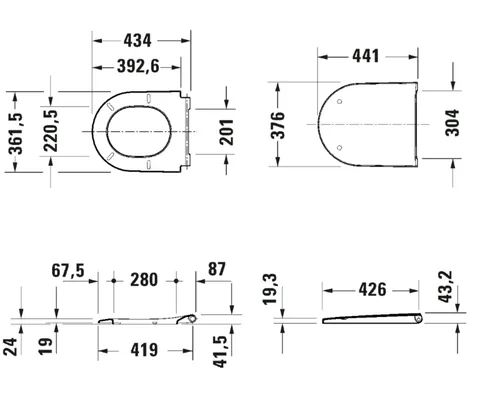 Сиденье для унитаза, Duravit, D-Neo, шг 376*441, цвет-белый матовый (ПРОДАЕТСЯ ТОЛЬКО В КОМПЛЕКТЕ С ОСНОВНЫМ ИЗДЕЛИЕМ) — изображение 1