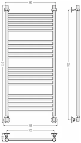Полотенцесушитель, Сунержа, Стилье Аксиома-10, шгв 565*86*1242, цвет-сталь (без покрытия) — изображение 1