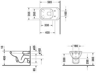 Унитаз, Duravit, 1930, подвесной, шгв 355*580*335, цвет-белый — изображение 1