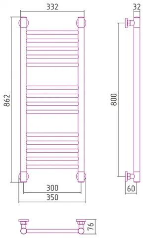 Полотенцесушитель, Сунержа, Богема +, прямая, шгв 350*76*862, цвет-золото — изображение 1