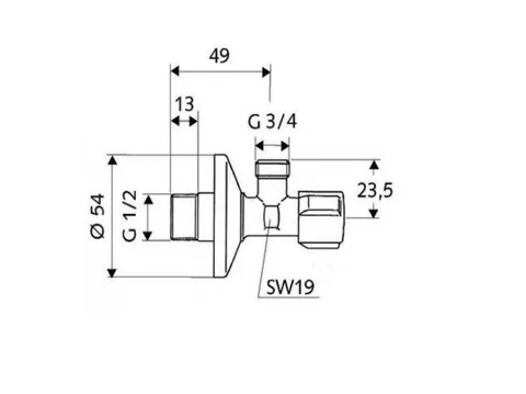 Вентиль, Schell, Comfort, 1/2" / 3/4", угловой, цвет-хром — изображение 1