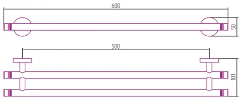 Полотенцедержатель, Сунержа, КАНЬОН, шгв 600*101*50, цвет-золото — изображение 1