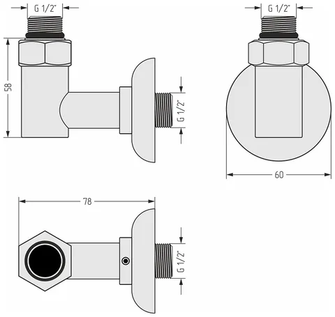 Набор комплектующих, Сунержа, Стилье, G 1/2" НР х G 1/2" НР, угловой, цвет-сталь без покрытия — изображение 1