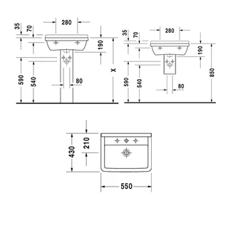 Раковина, Duravit, Starck 3, шгв 550*430*190, цвет-белый — изображение 1