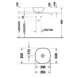 Раковина, Duravit, Aurena, шгв 350*350*165, отверстия для смесителя-отсутствуют, HygieneGlaze, цвет-черный — изображение 1