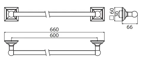 Полотенцедержатель, Emco, Classic, шгв 600*66*60, цвет-золото — изображение 1