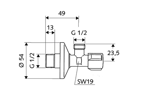 Вентиль, Schell, Comfort, 1/2" / 1/2", угловой, цвет-хром — изображение 1
