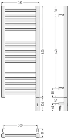 Полотенцесушитель, Сунержа, Модус 3.0, шгв 330*75*920, нижнее справа, МЭМ, цвет-латунь состаренная — изображение 1