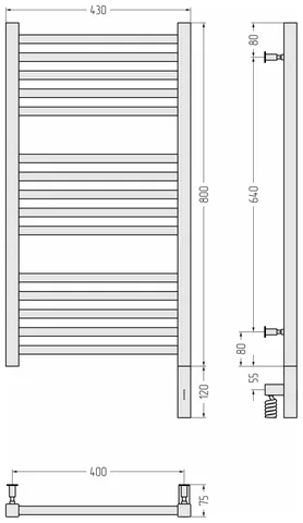 Полотенцесушитель, Сунержа, Модус 3.0, шгв 430*75*920, нижнее справа, МЭМ, цвет-латунь состаренная — изображение 1