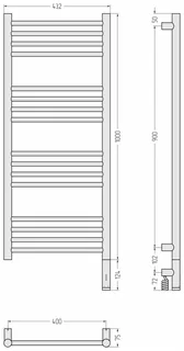 Полотенцесушитель, Сунержа, Богема 3.1, прямая, шгв 432*74*1124, нижнее справа, МЭМ, цвет-латунь состаренная — изображение 1