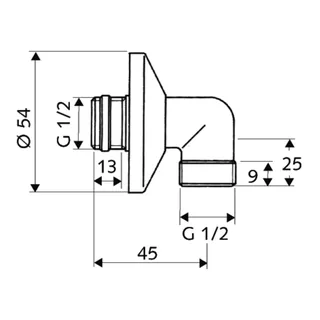 Соединительный уголок, Schell, 1/2", цвет-хром — изображение 1