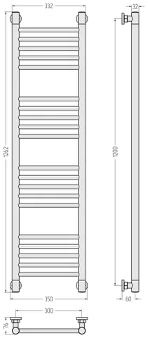 Полотенцесушитель, Сунержа, Богема +, прямая, шгв 350*76*1262, цвет-сатин — изображение 1