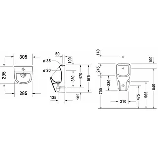 Писсуар, Duravit, D-Code, шгв 305*295*575, цвет-белый — изображение 1