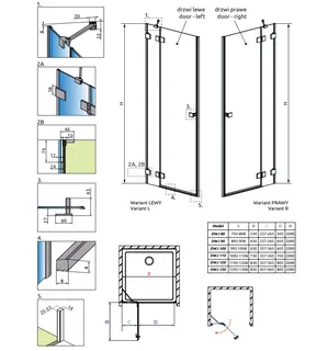Дверь, Radaway, Essenza Pro DWJ, шв 1200*2000, петли-слева, GunMetal Brushed, цвет стекла-прозрачный, Easy Clean — изображение 1