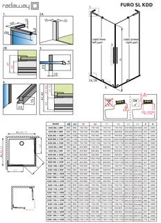Дверь, Radaway, Furo SL, шв 900*2000, петли-справа, золото брашированное, цвет стекла-прозрачный, Easy Clean — изображение 1