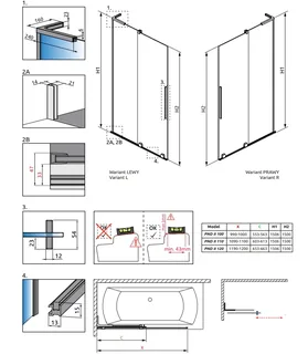 Шторка на ванну, Radaway, Furo SL PND II, шв 538*1500, петли-слева, цвет фурнитуры-черный, цвет стекла-прозрачный, Easy Clean — изображение 1