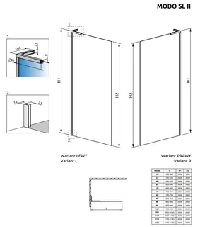 Душевая перегородка, Radaway, Modo SL II, правосторонняя, шв 600*2000, хром, цвет стекла-прозрачный, Easy Clean — изображение 1