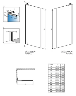 Душевая перегородка, Radaway, Modo SL II, шв 1000*2000, левосторонняя, цвет фурнитуры-медь брашированная, цвет стекла-прозрачный, Easy Clean — изображение 1