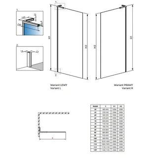 Душевая перегородка, Radaway, Modo SL II, правосторонняя, шв 1200*2000, черный, цвет стекла-прозрачный, Easy Clean — изображение 1