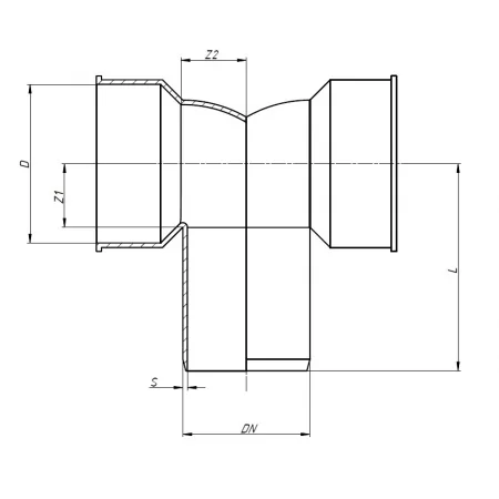 Отвод, Ostendorf, HT, HTDSW, 90°, 40, 50, 40, сифонный двойной, PP, цвет-RAL 7037 серая пыль — изображение 1